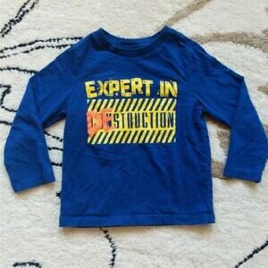 The Children's Place "Expert in Construction" Long-sleeve Blue T-shirt 2T